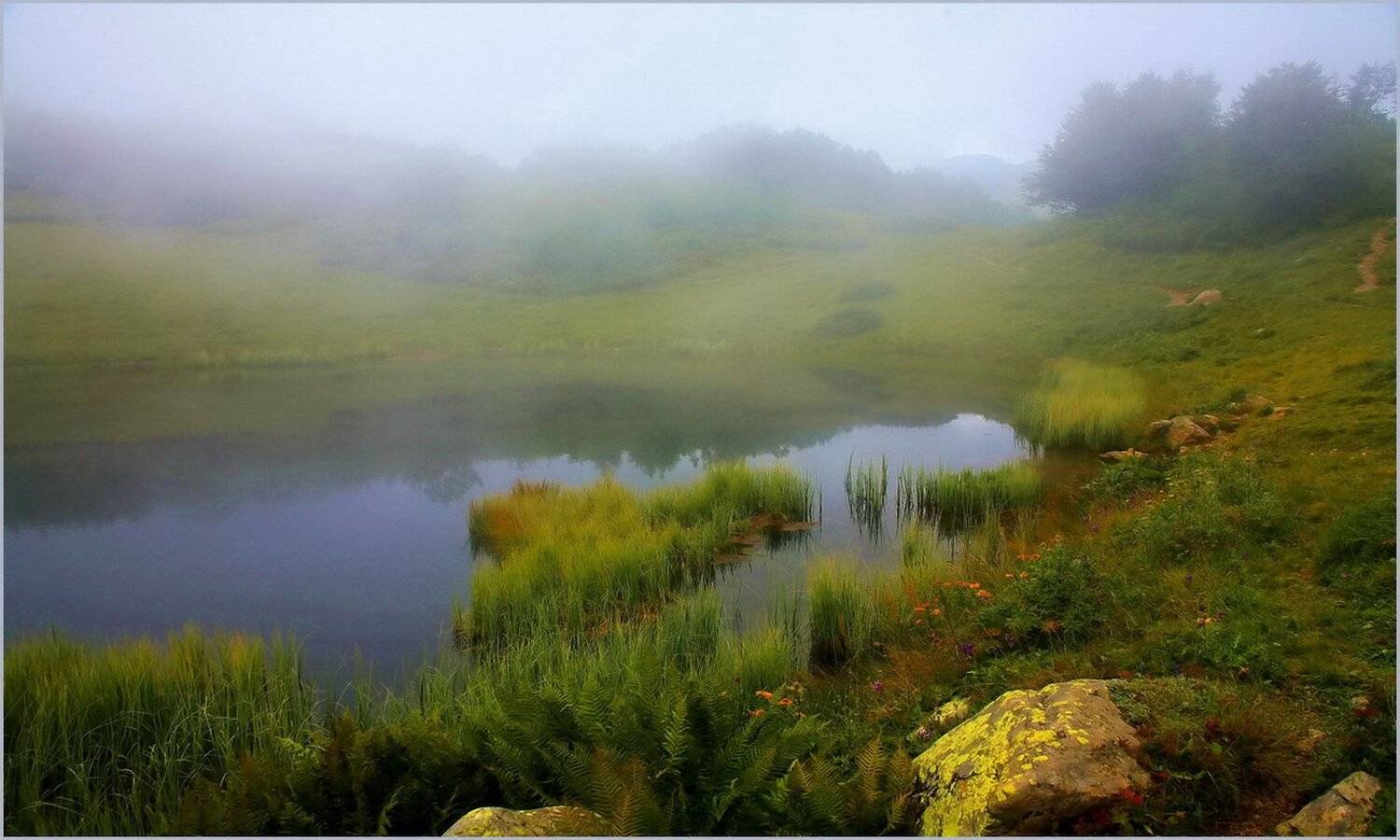 горы озеро туман, Евгений Никишин