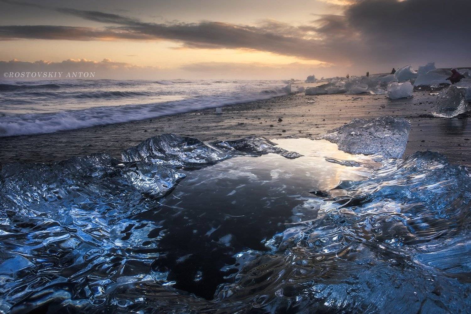 jokulsarlon, lagoon, Исландия, лёд, пляж, зеркало, Антон Ростовский