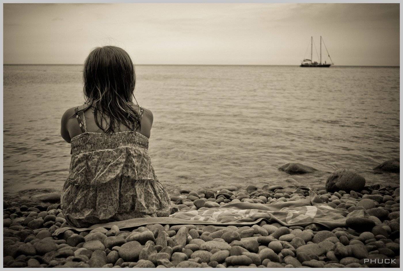 море, девушка, корабль, Oleg