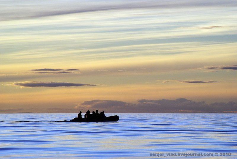 ночь, море, солнце В белую ночь по Белому морю. фото превью
