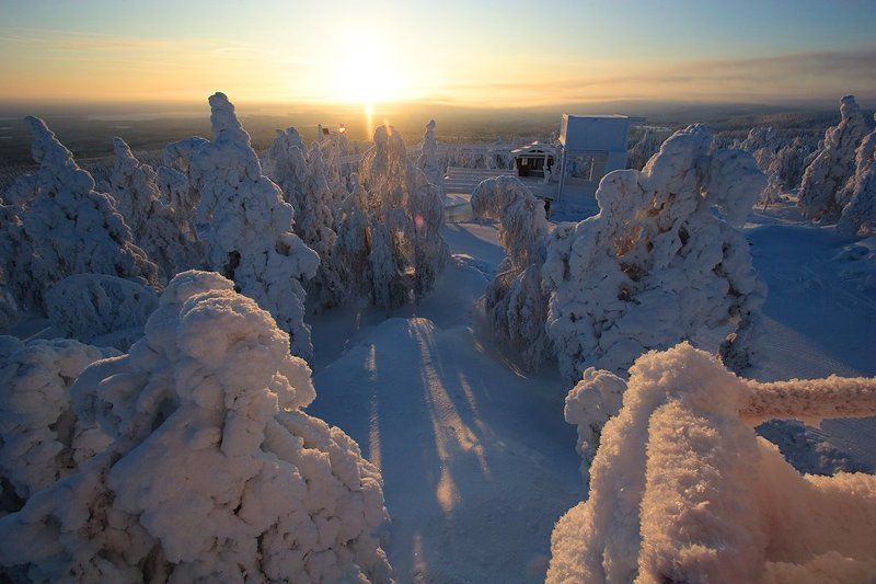 финляндия, вуокатти, горные, лыжи Вуокатти утро фото превью