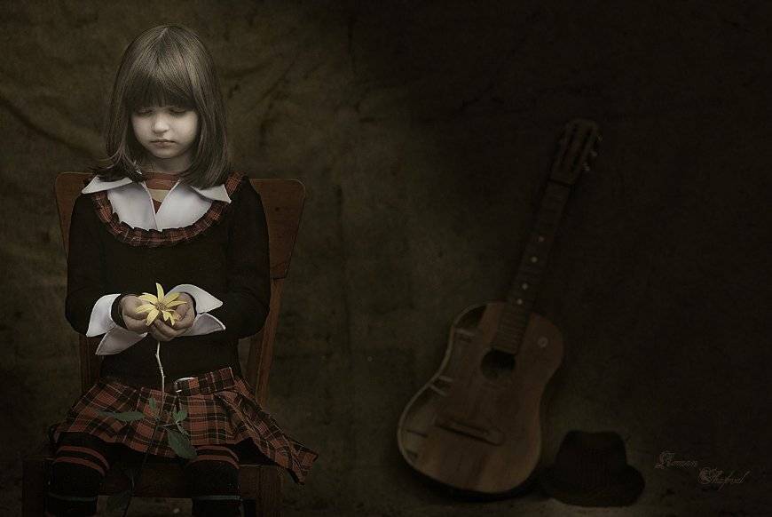 портрет, девочка, цветок, Роман