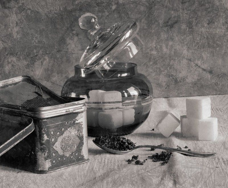 чайница, чай, заварка, ложка, сахар, сахарница, крышка Чайные принадлежности. фото превью