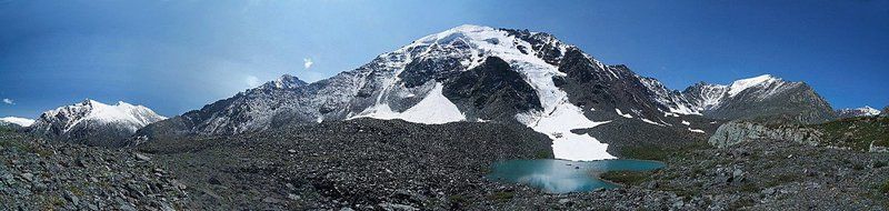 алтай, горы, ледник, озеро Панорама с бирюзовым озером фото превью