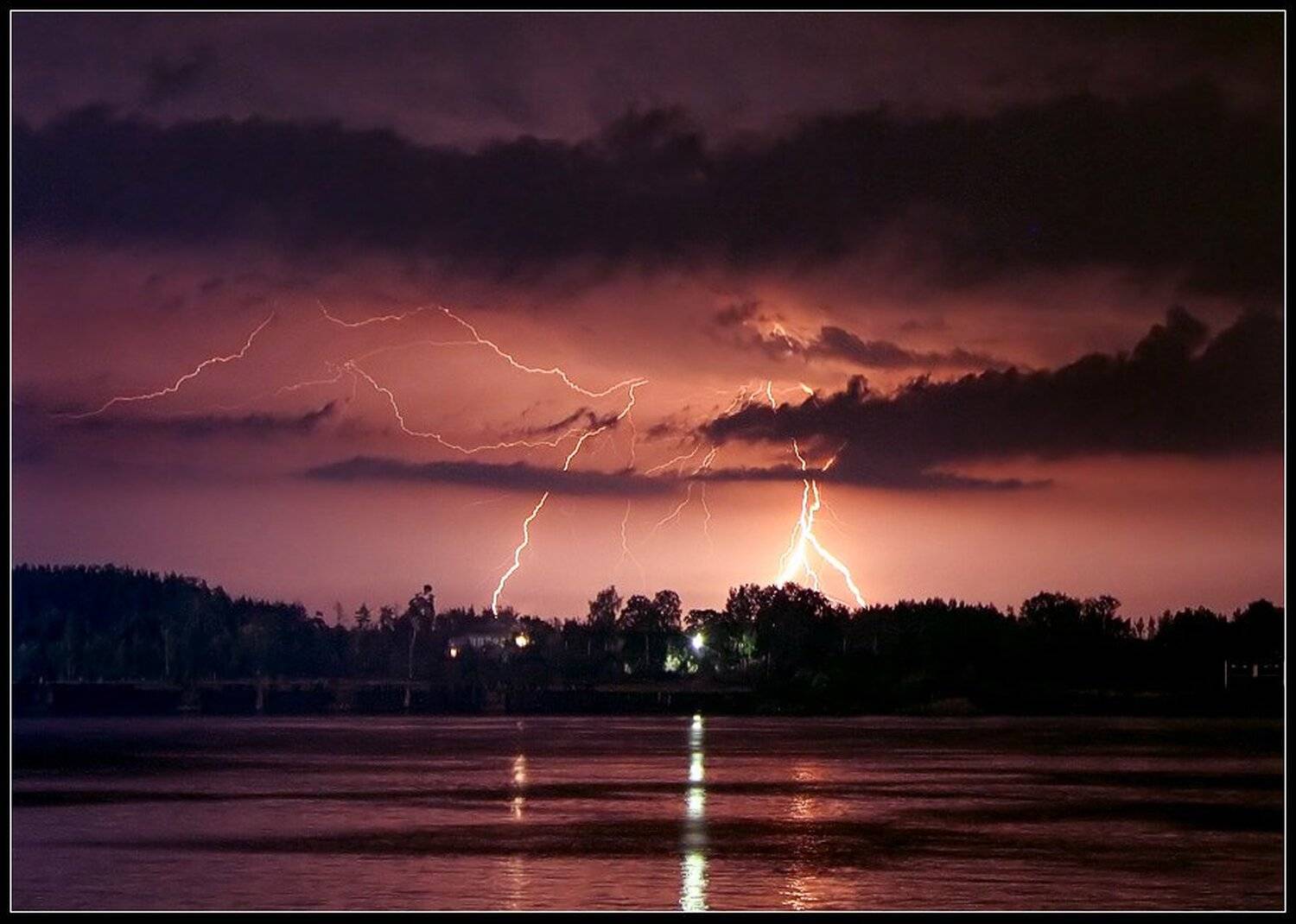 разряд, молнии, над, волгой, Grigory