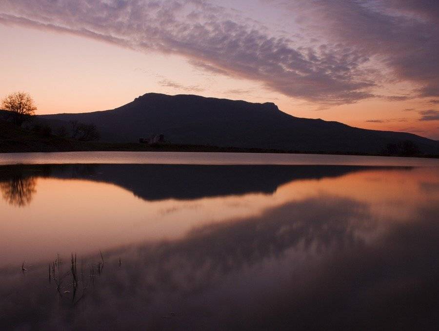 лучистое, крым, пруд, закат, отражение, Александр Андреев