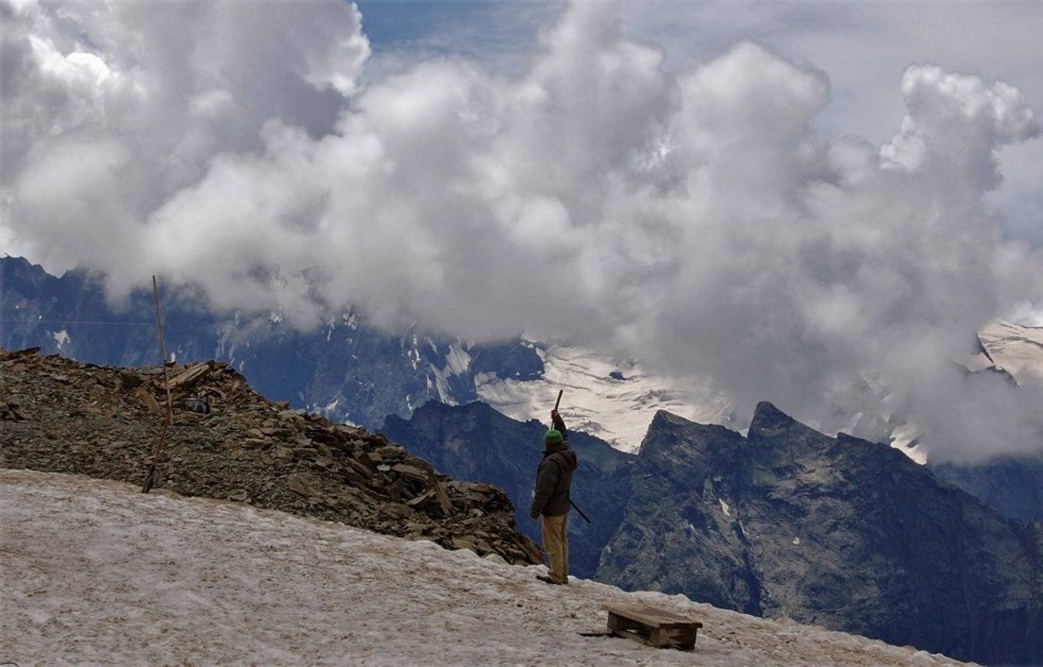 горы, пейзаж, кавказ, домбай, небо, вершины, облака, снег, Colibri