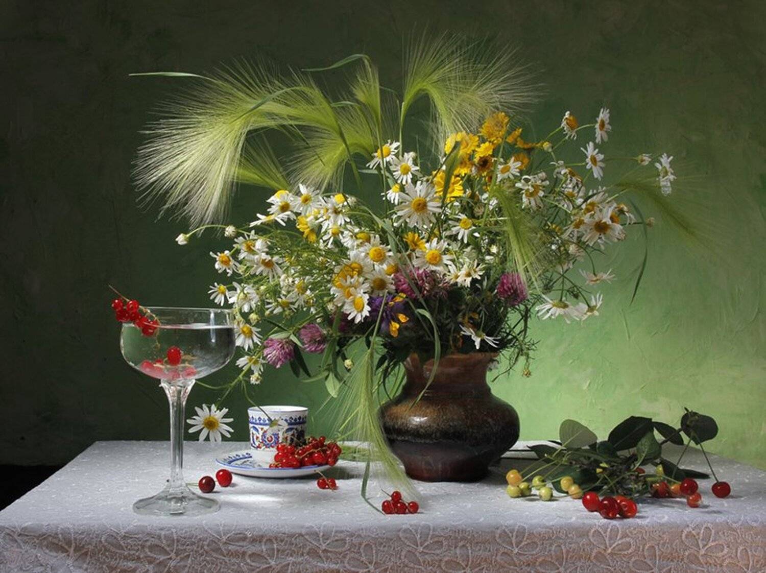 цветы, ромашки,ячмень,ягоды,смородина,лето, Игорь Колосов