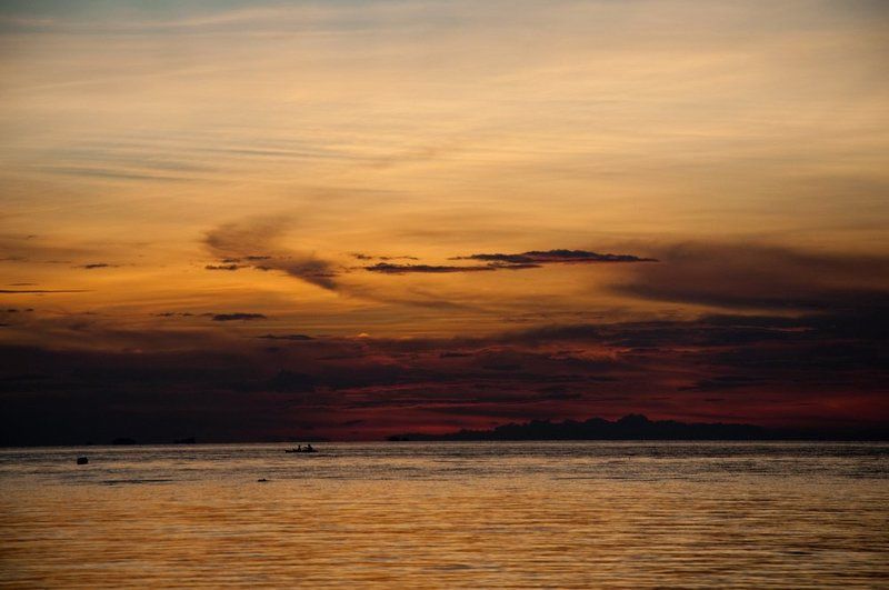 закат, океан, море, остров Закат в океане фото превью