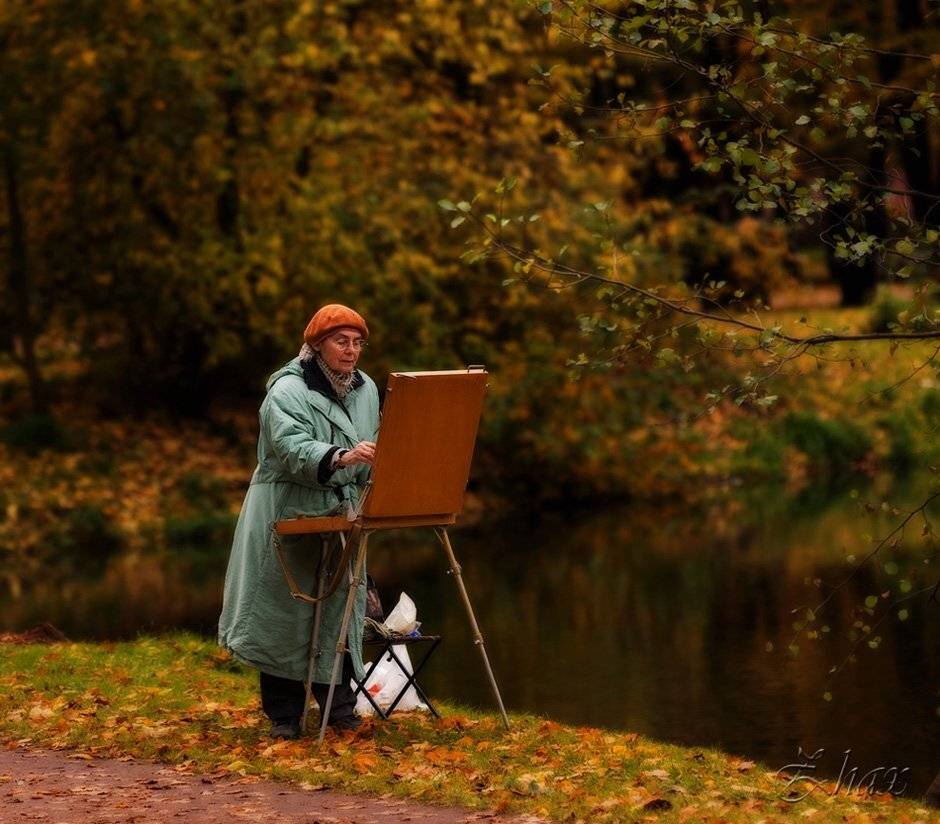 парк, художник, осень, Малыш