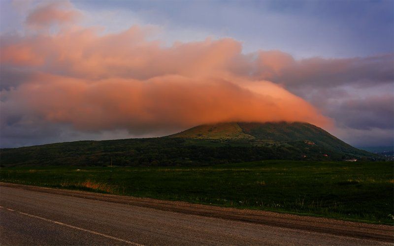 весна, вечер, горы, закат, кавказ, небо, облака, панорама, пейзаж, природа, северный кавказ ***** фото превью