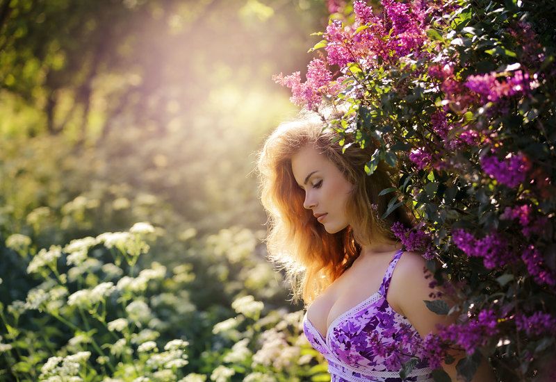Девушка лето Сирень. фото превью
