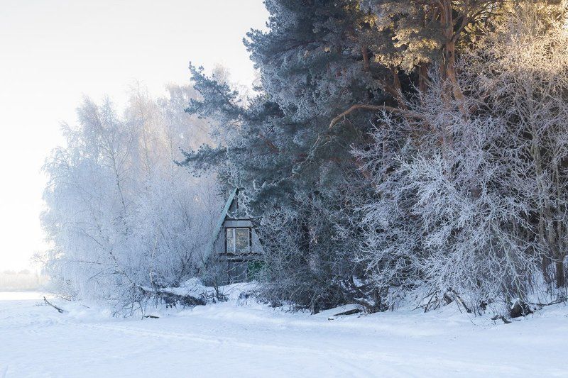 солнечногорск, россия, зима, сенеж, иней, мороз, снег, домик, Прикрытый холодом фото превью