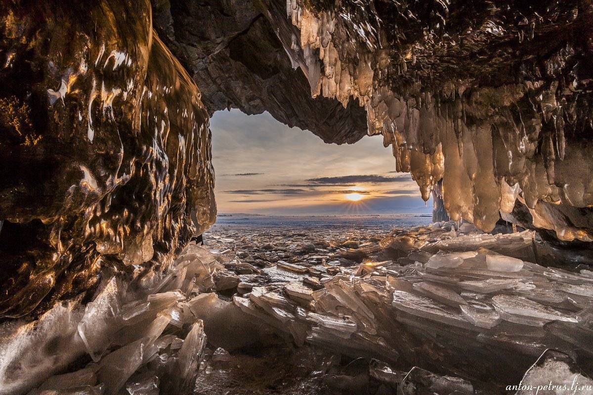 байкал, закат, грот, лед, Антон Петрусь