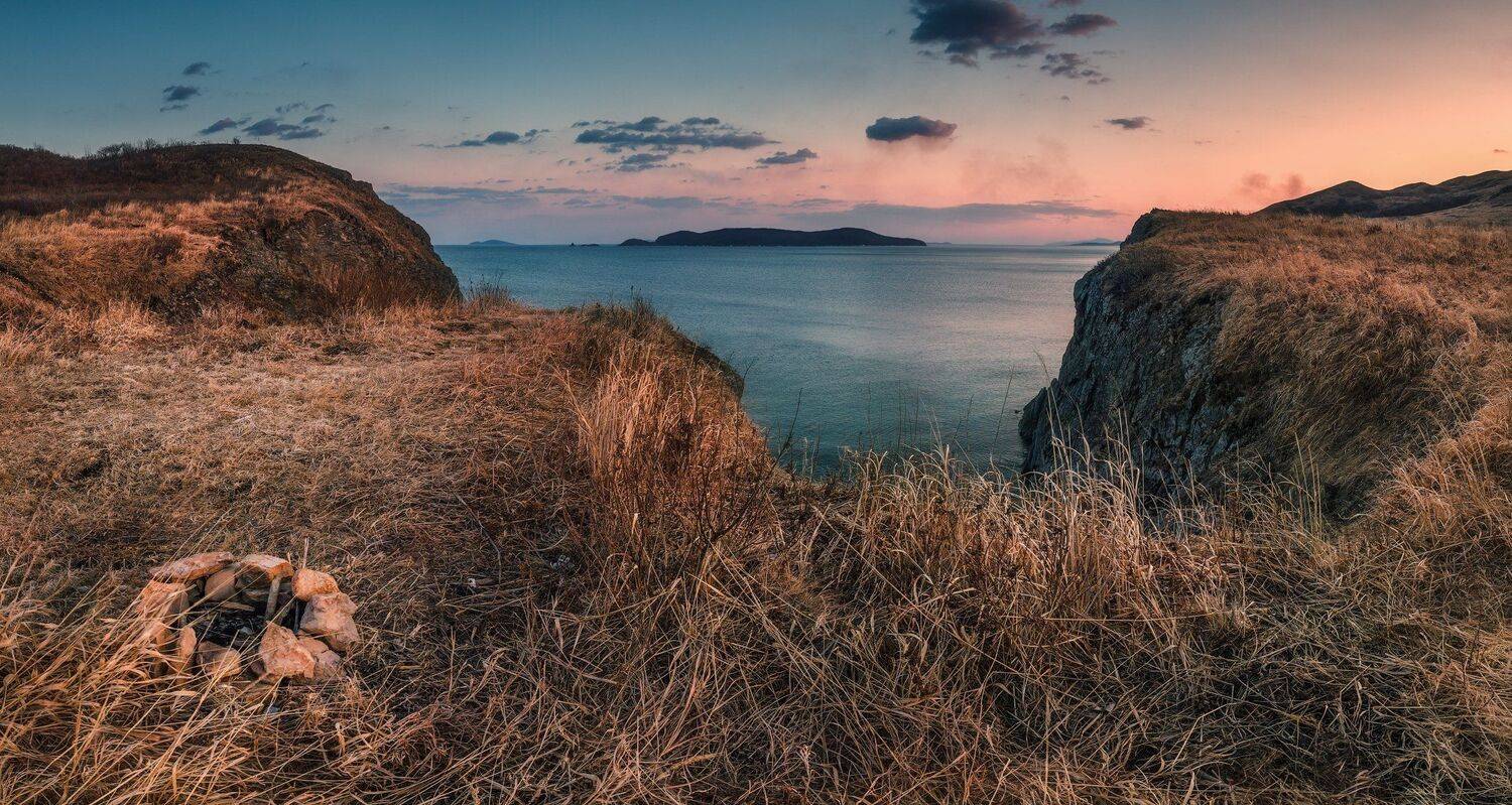 вечер, весна, скалы, море, камни, Андрей Кровлин