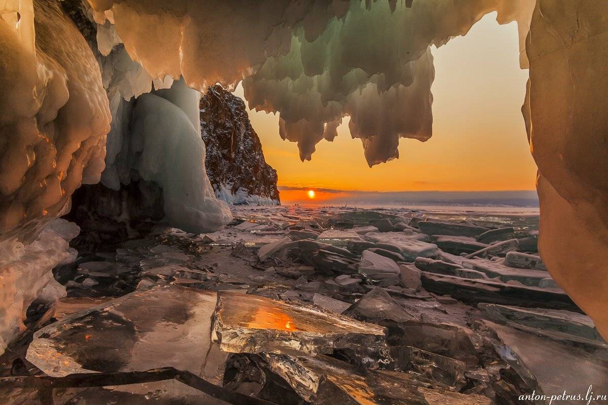 байкал, закат, грот, лед, Антон Петрусь