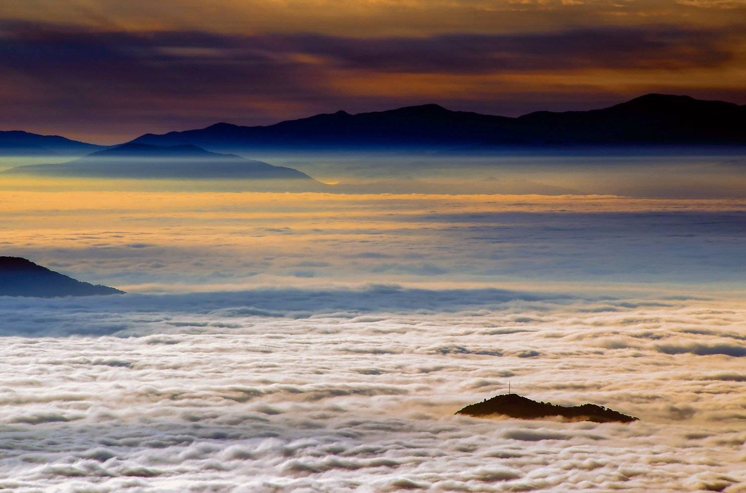 Приморье, Приморский край, горы, туман, облака, рассвет, Виталий Берков