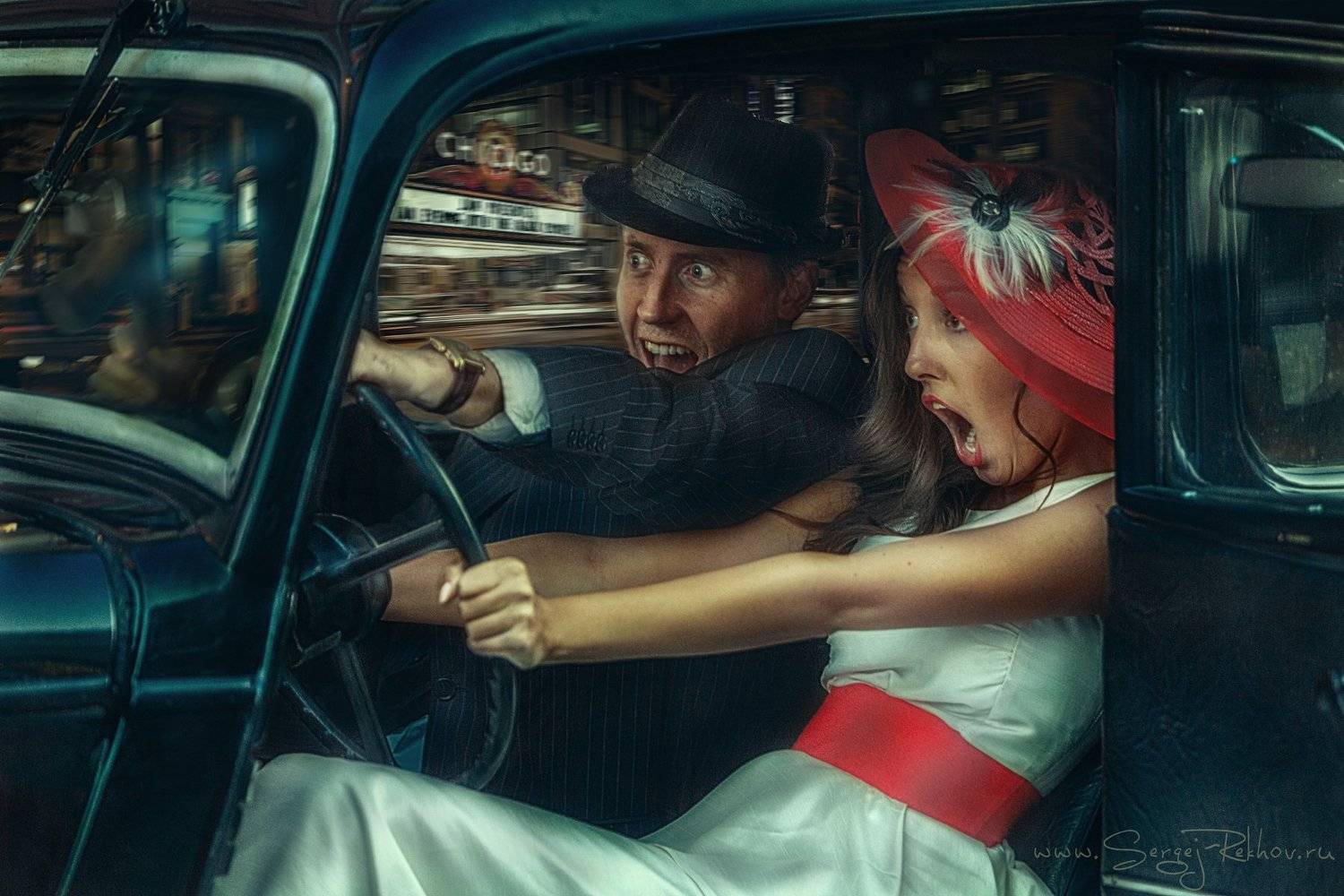 фотоарт, скорость, машина, ночь, улица, Сергей Рехов