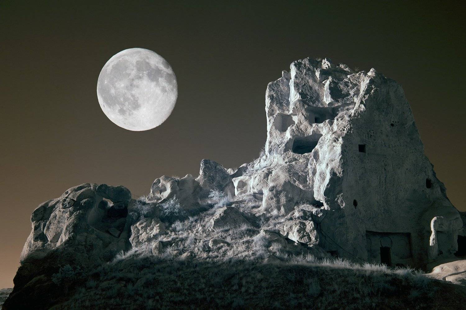 каппадокия,пейзаж,луна,путешествие,moon,cappadocia,landscape,travel,ir,infrared,инфракрасный,фильтр,, Олег Грачёв