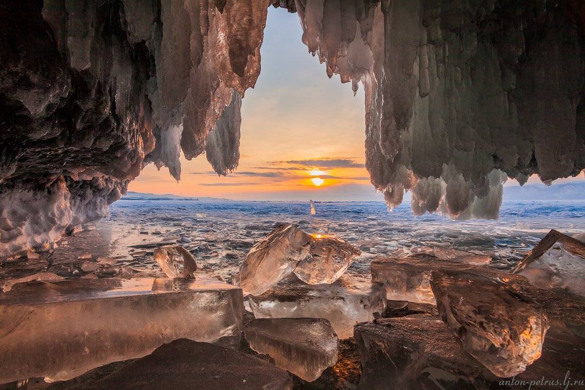 байкал, закат, грот, лед, Антон Петрусь