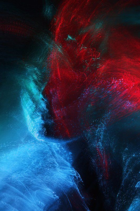 light painting, long exposure, fiber optic, portrait, light, neon, glow, sensual, fantasy expressive, night, dark Красный и голубой фото превью