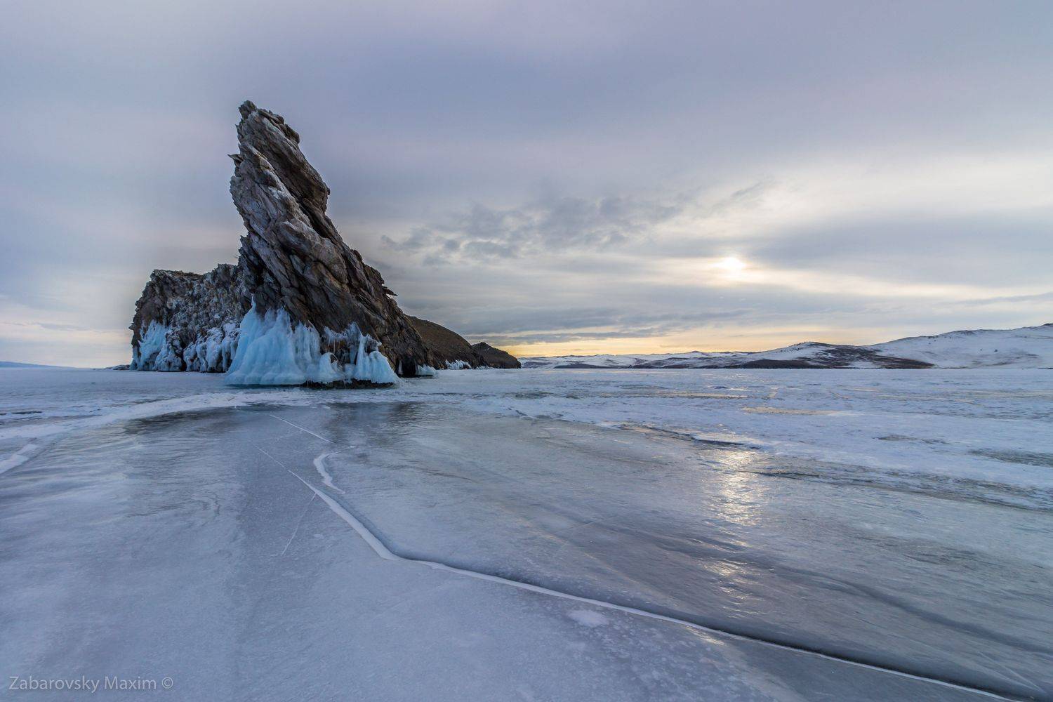 Байкал, Лед, огой, линии, Сибирь, пейзаж, зима, Максим Забаровский