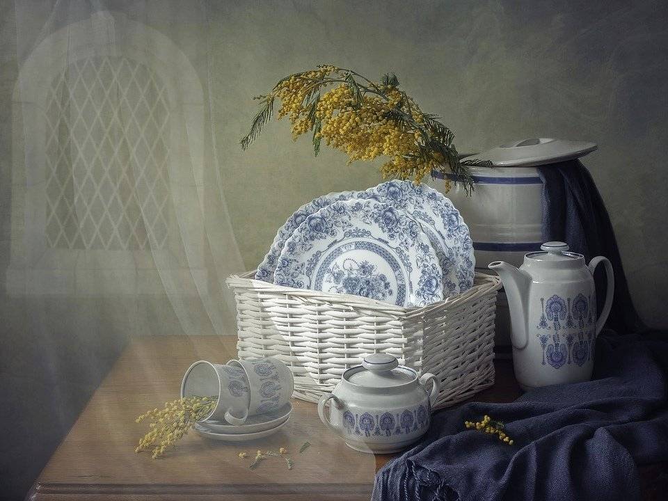 натюрморт, весна, мимоза, посуда, корзина, Ирина Приходько