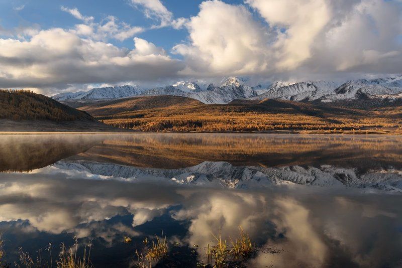 джангысколь, ештыкель, счх, осень, озеро, облака, отражения, autumn, lake, clouds, reflections Облака над Джангысколем фото превью