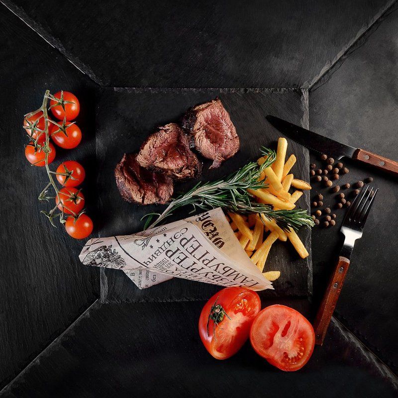 nikon, еда, мясо, томат, картошка, ужин Мясо фото превью