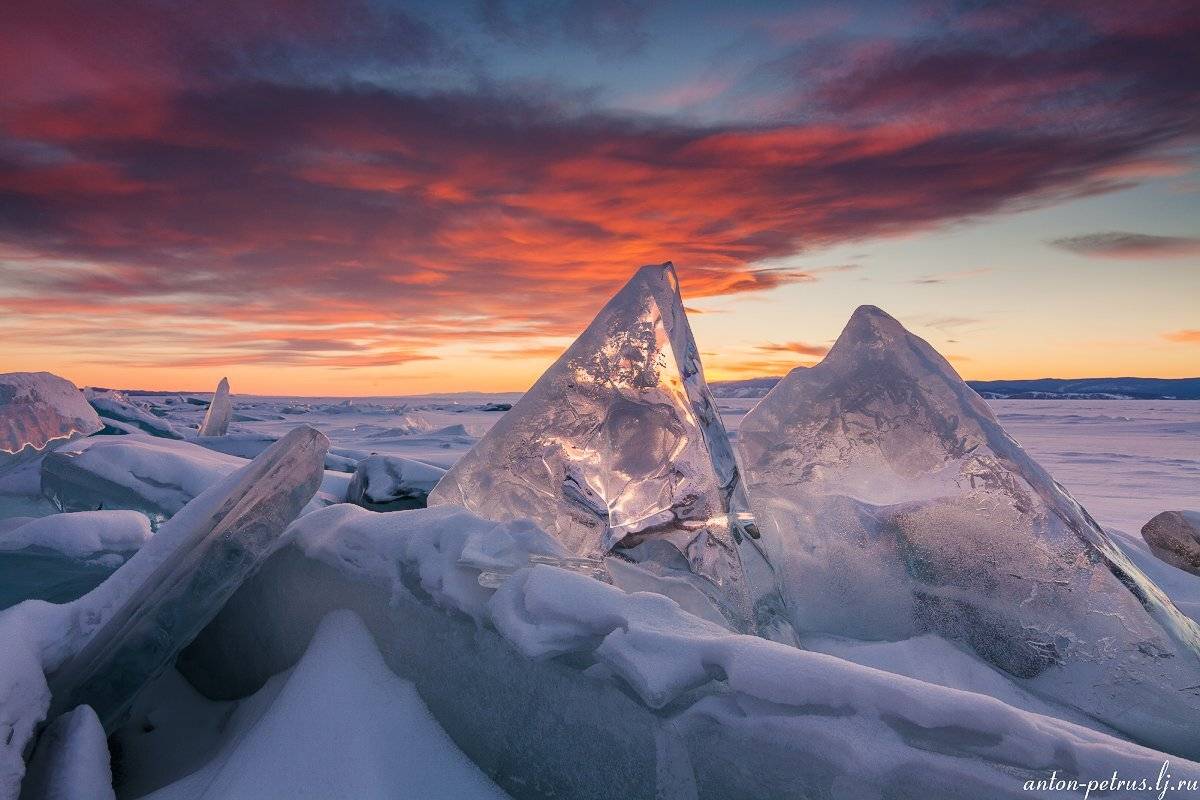 байкал, закат, лед, Антон Петрусь