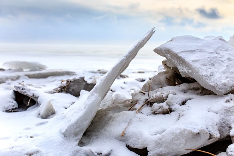 зима, лед, снег, море, пустыня Зимний пейзаж  фото превью