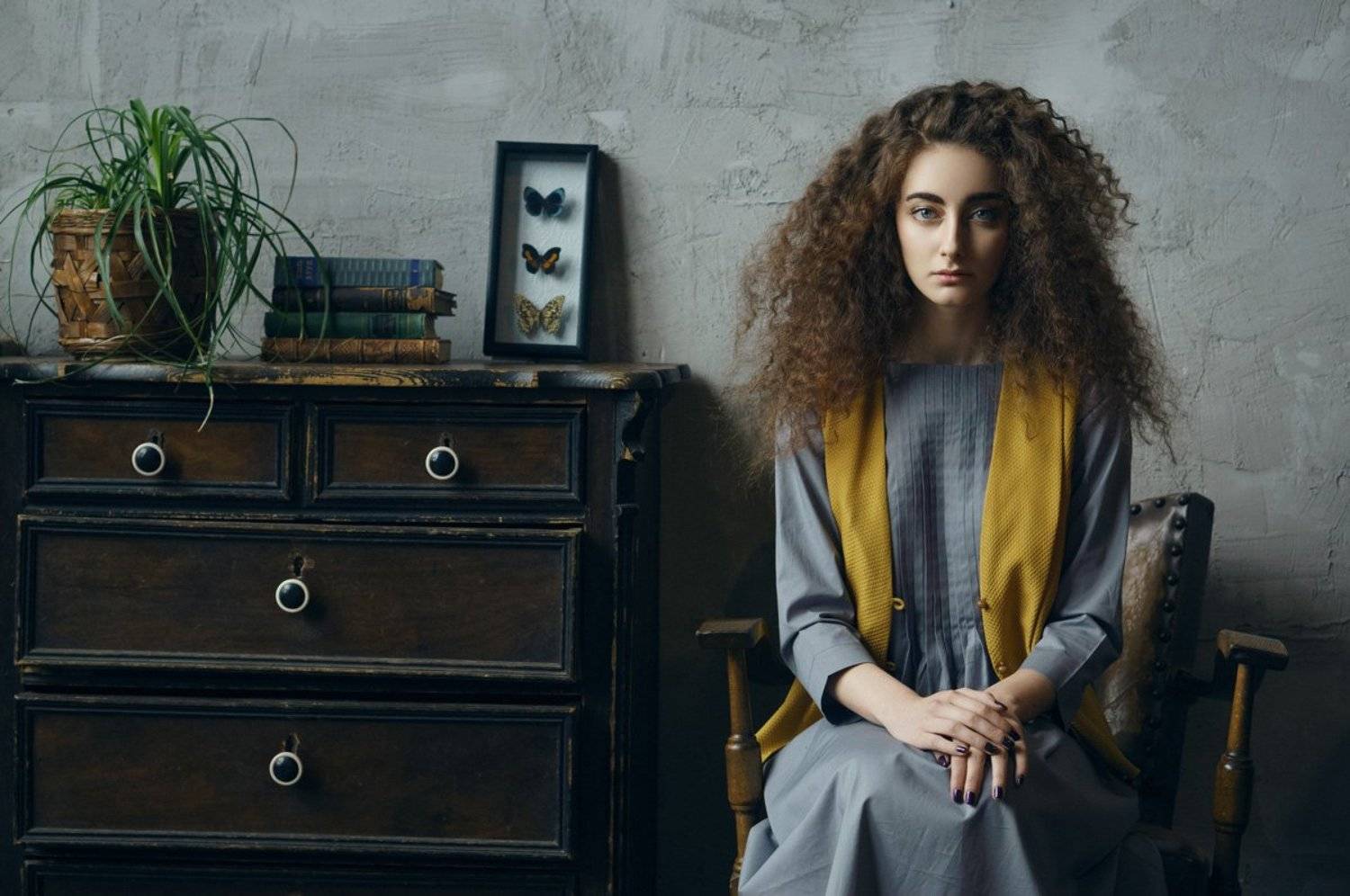 curly, beautiful, girl, butterflyes, Наташа Янкелевич