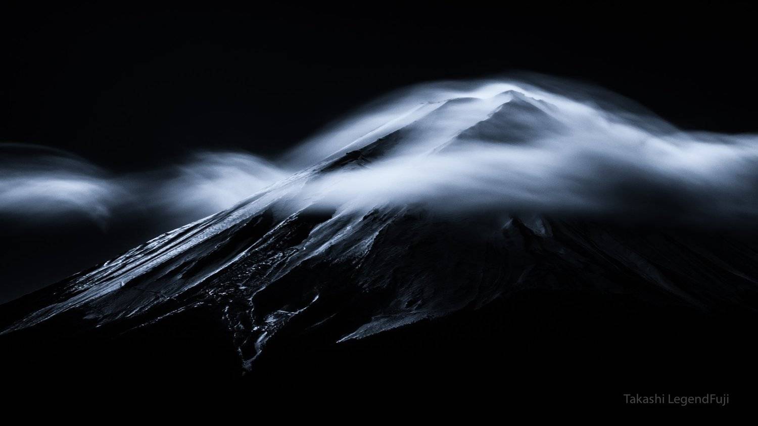 fuji,mountain,japan,clouds,sky,landscapes,snow,flow,time,amazing,beautiful,wonderful,black and white,monochrome,, Takashi