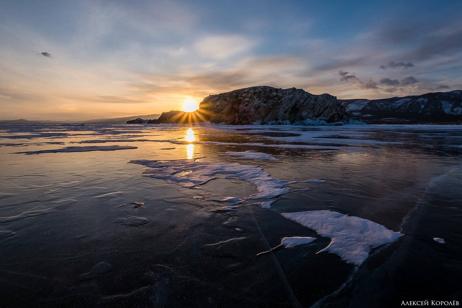 байкал, сибирь, россия, закат, лед, снег, пейзаж, природа, зима, остров, baikal, siberia, russia, sunset, ice, snow, landscape, nature, winter, island, Алексей Королёв