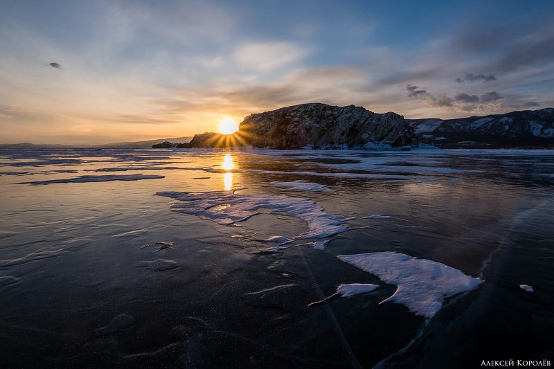 байкал, сибирь, россия, закат, лед, снег, пейзаж, природа, зима, остров, baikal, siberia, russia, sunset, ice, snow, landscape, nature, winter, island Закат у острова Борга-Даган фото превью