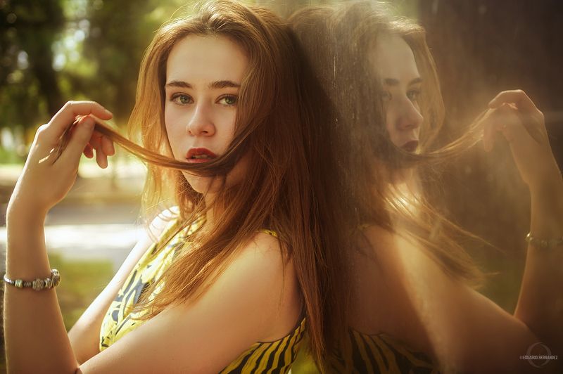 portrait, green eyes, yellow, fine art, Andy фото превью