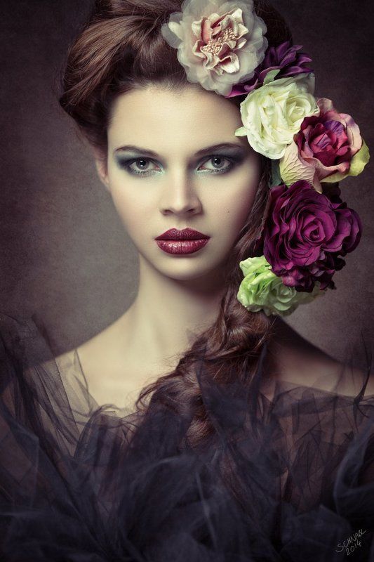 portrait, flowers, woman Alexandra фото превью