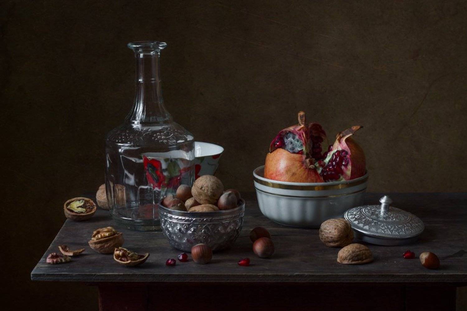 натюрморт, гранат, орехи, Курочкина Диана