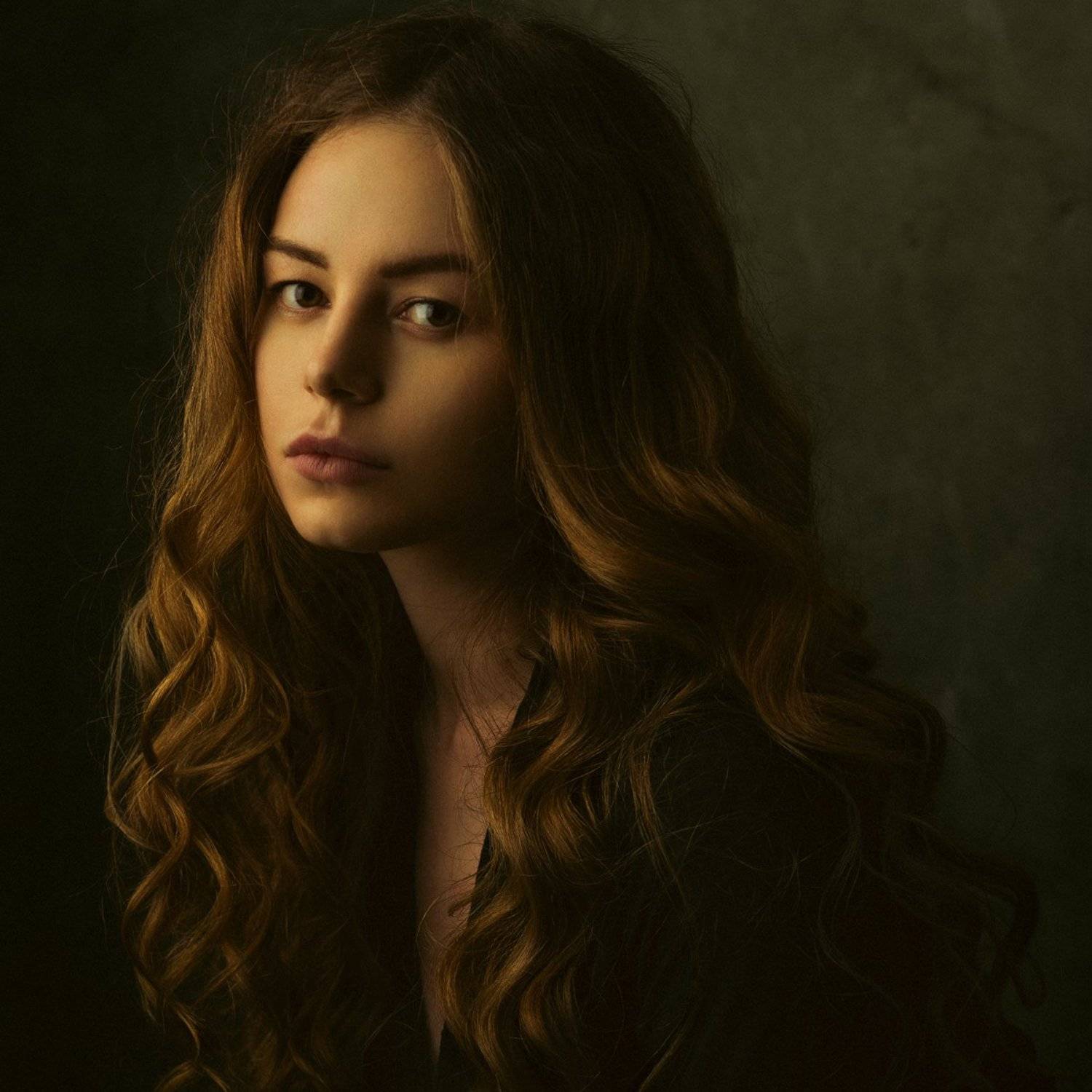 портрет, винтаж, девушка, картина, Руслан Рахматов