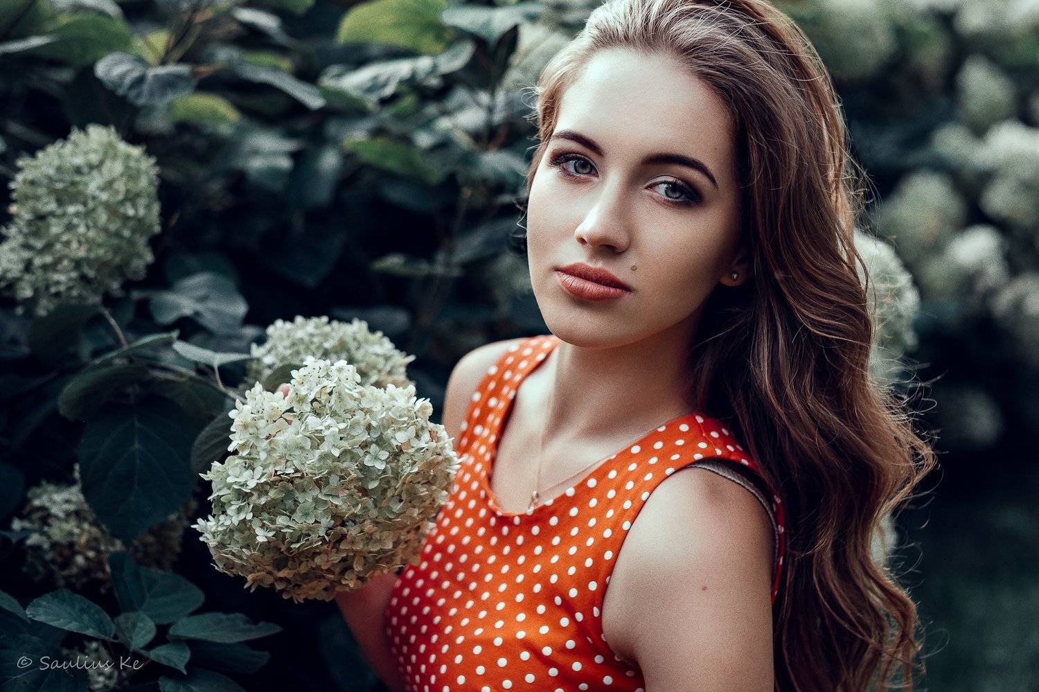 beauty, portrait, girl, young, female, flowers, Saulius Ke