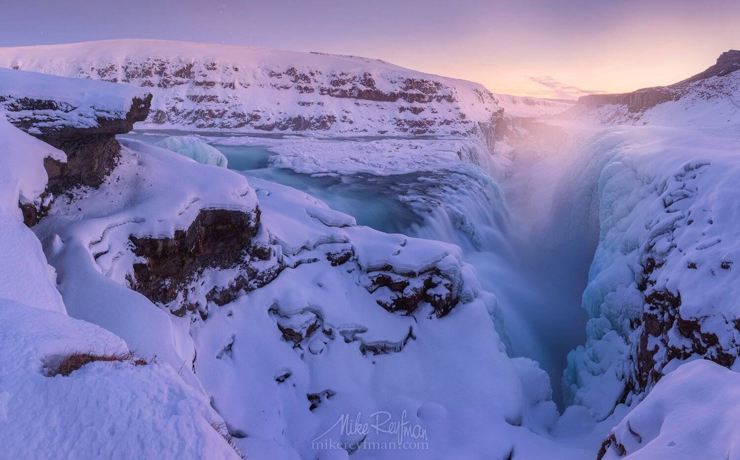 gullfoss, iceland, ice, winter, light, Майк Рейфман
