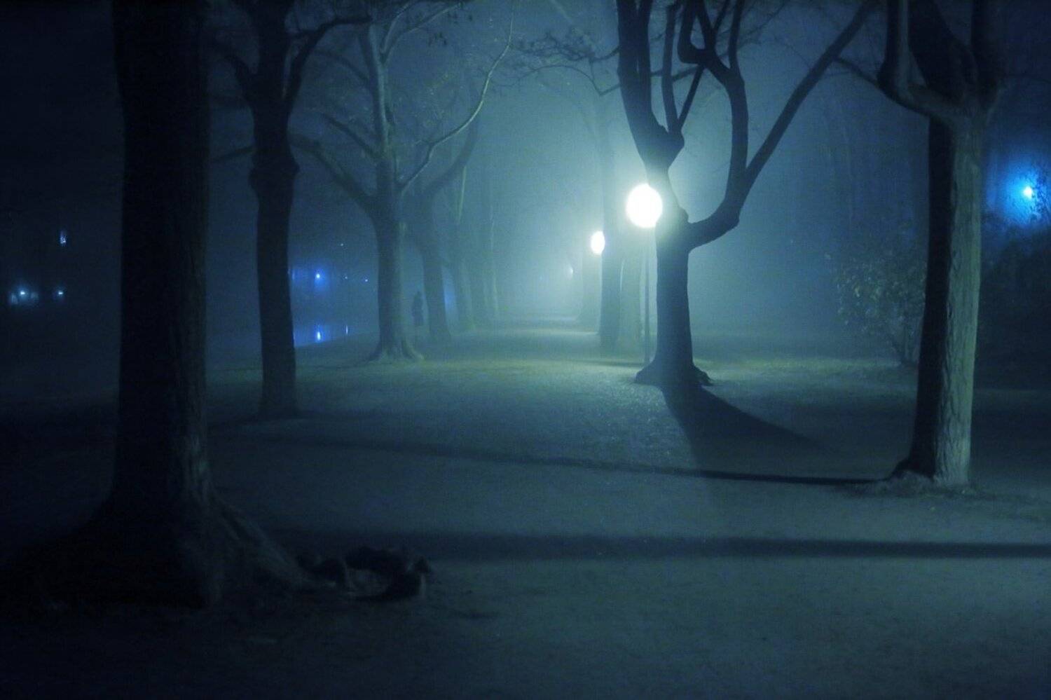 парк, ночь, фонари, свет, тень,, Виктор Климкин