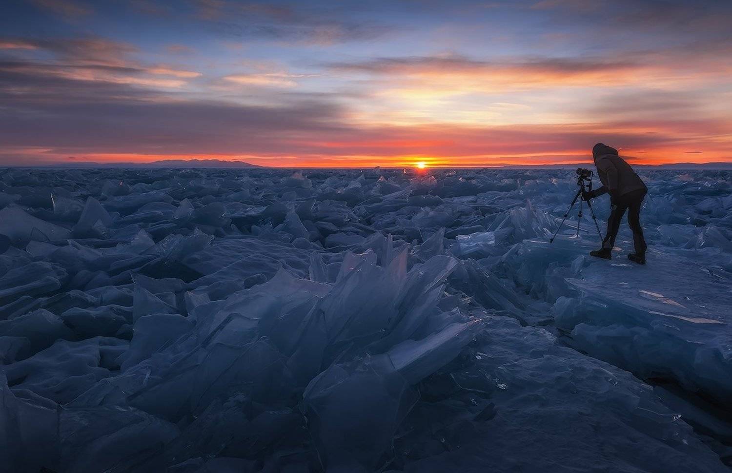 байкал, рассвет, лёд, Константин Пинигин