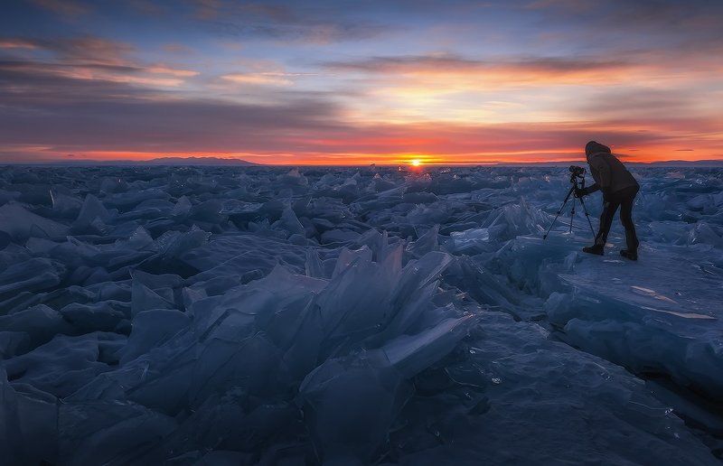 байкал, рассвет, лёд Успеть заснять прекрасные моменты... фото превью