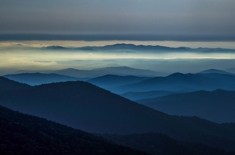 Горы, рассвет, Приморье, Приморский край Голубые дали фото превью