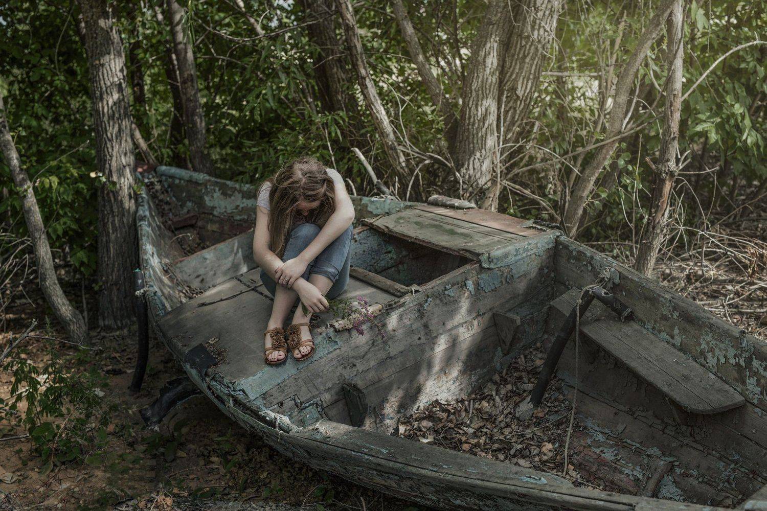 лодка,одиночество,девушка, Мария Буданова