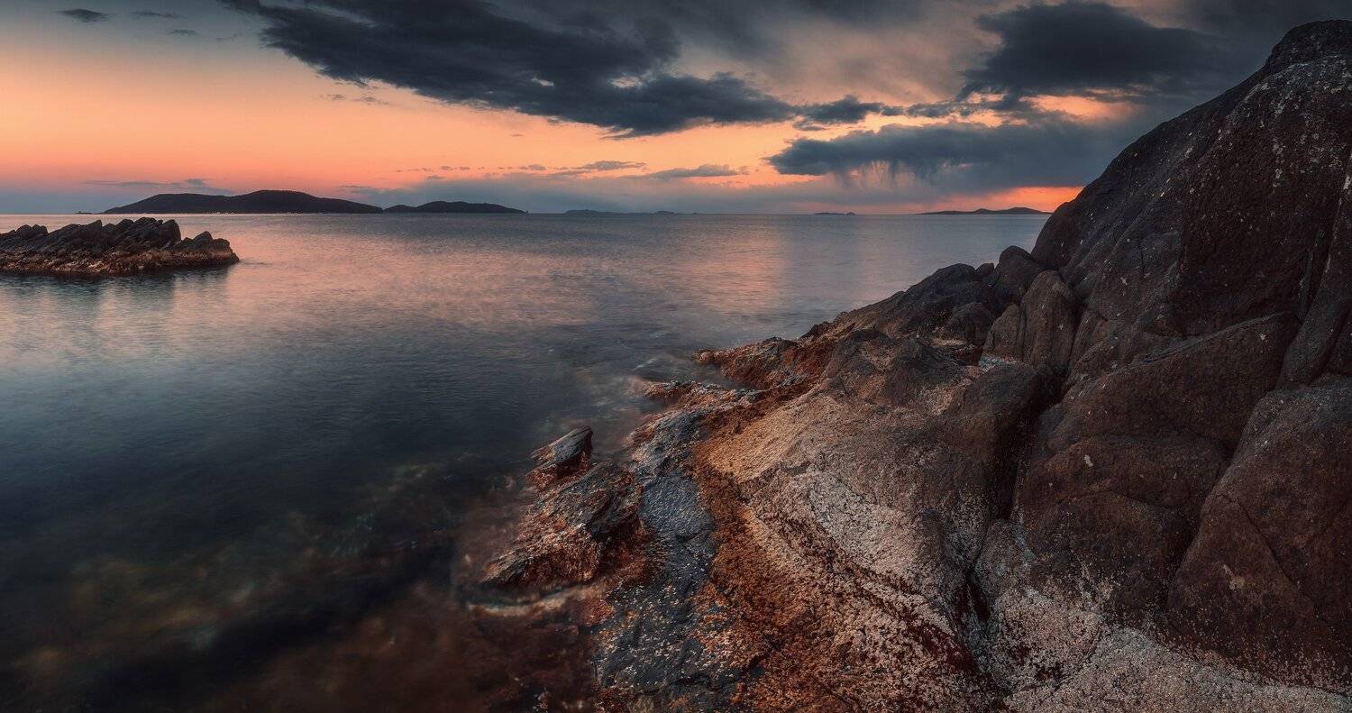 панорама, вечер, весна, море, скалы, Андрей Кровлин