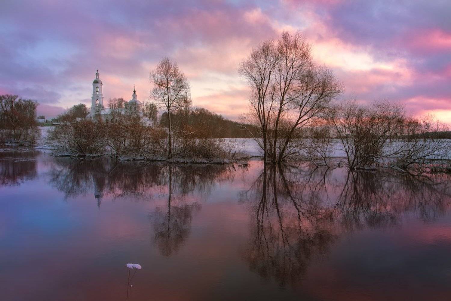 филиповское село туман весна река разлив рассвет, Игорь Шиленок