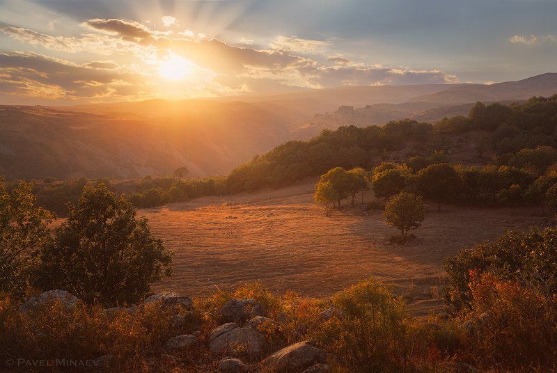 Золотой закат фото превью