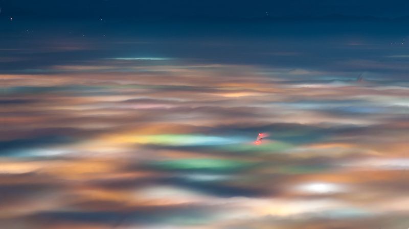 night, fog, foggy, landscape, mountain, colors, lights, city София... фото превью